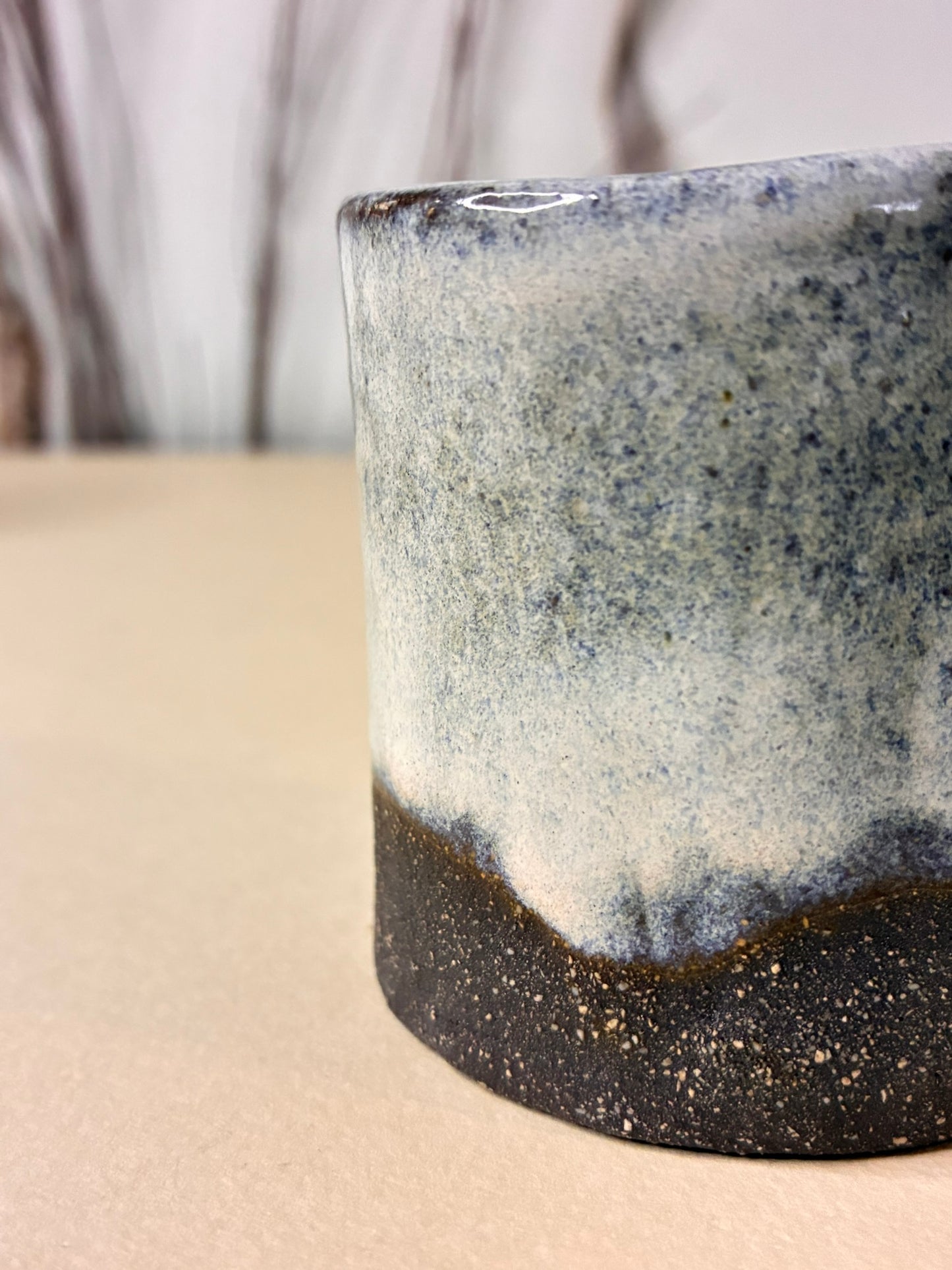 Black Clay Cream Glaze Cup