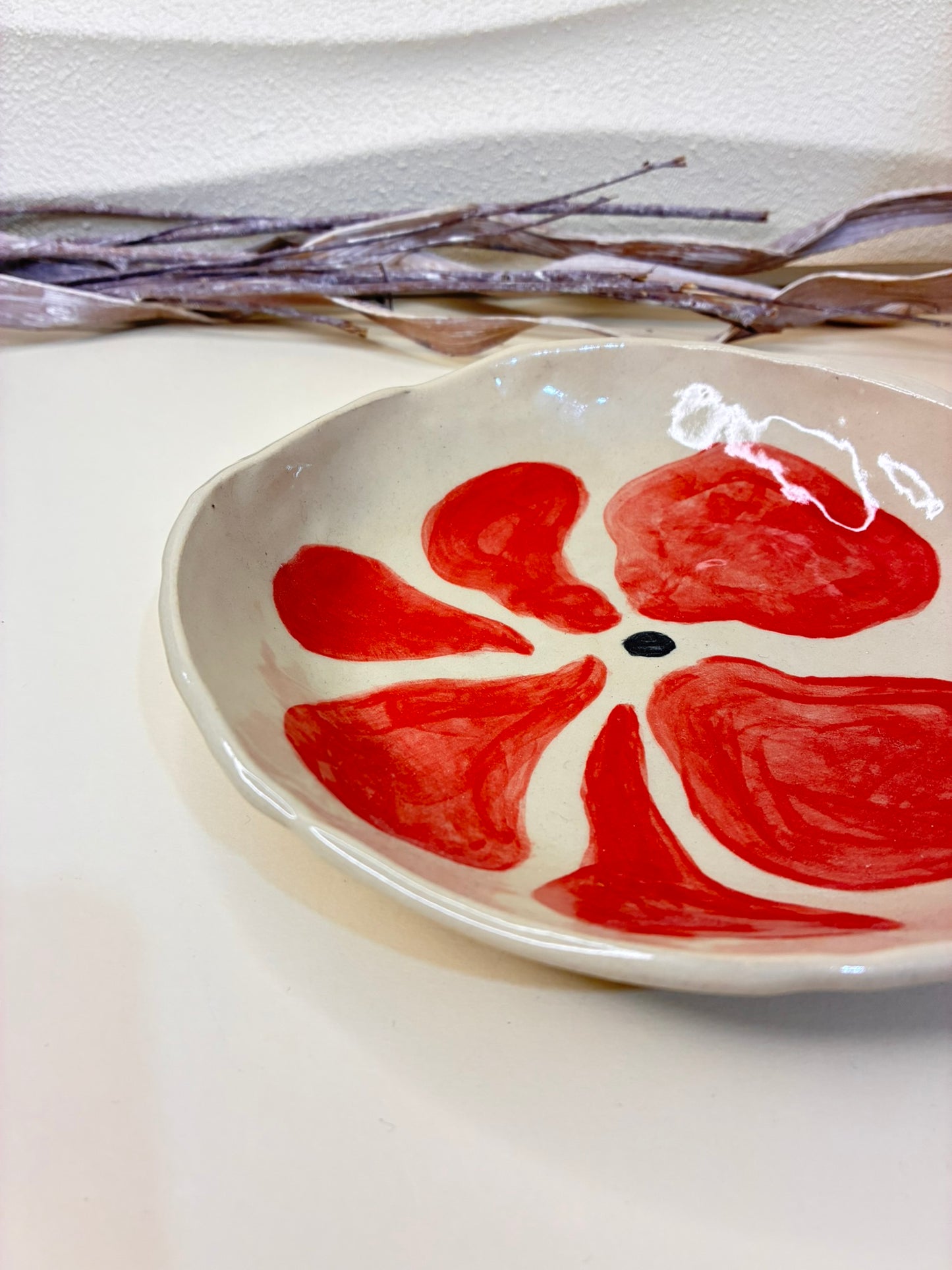 Red Petal Deep Plate