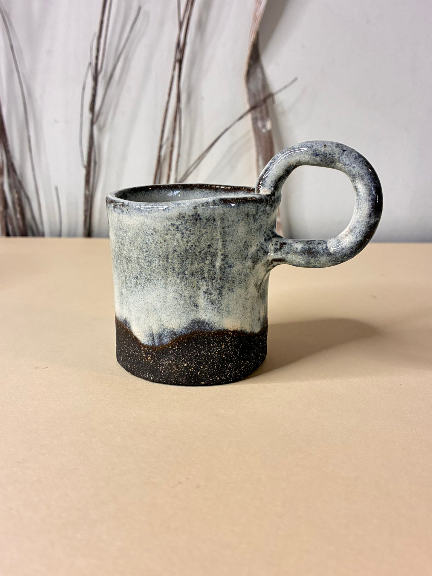 Black Clay Cream Glaze Cup
